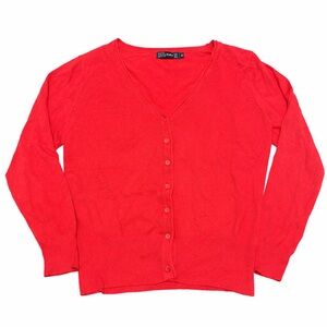 Vintage Zara Red Button-Up Cardigan Sweater